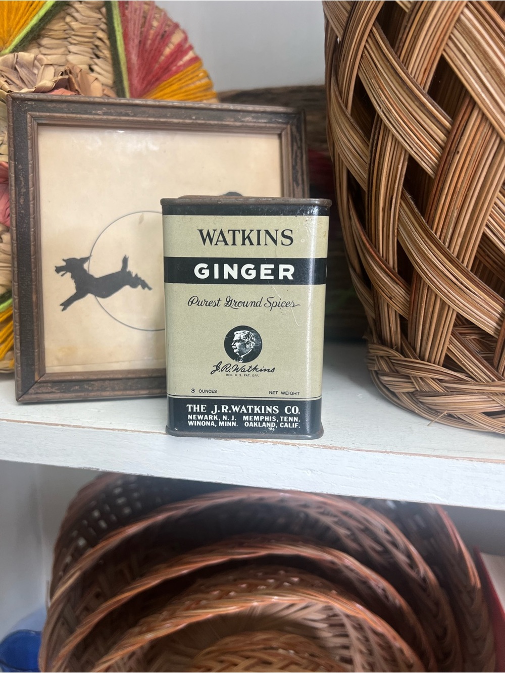 Vintage spice tin Watkins ginger decor